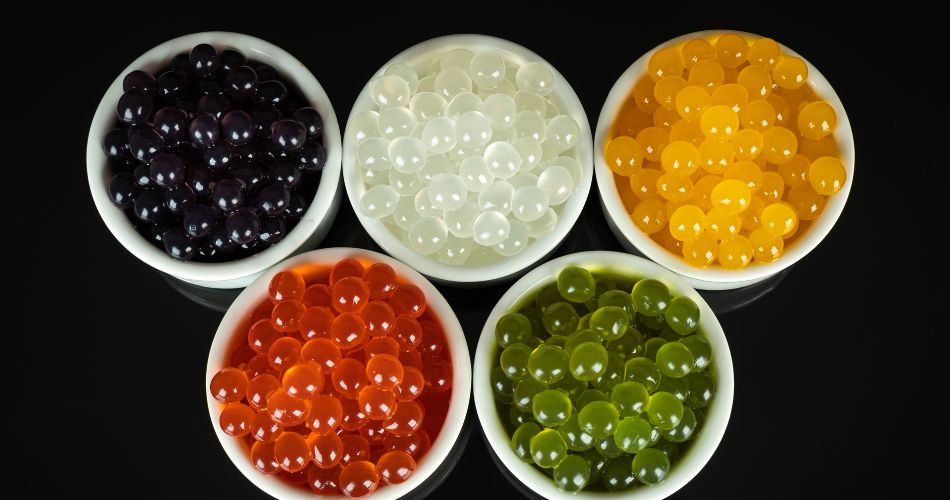 Different tapioca pearls for bubble tea