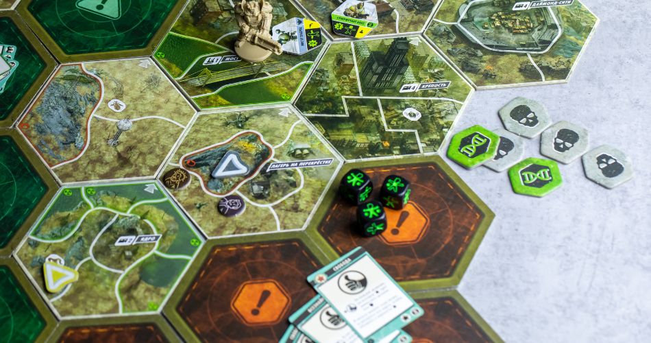Fallout Board Game Components on Table