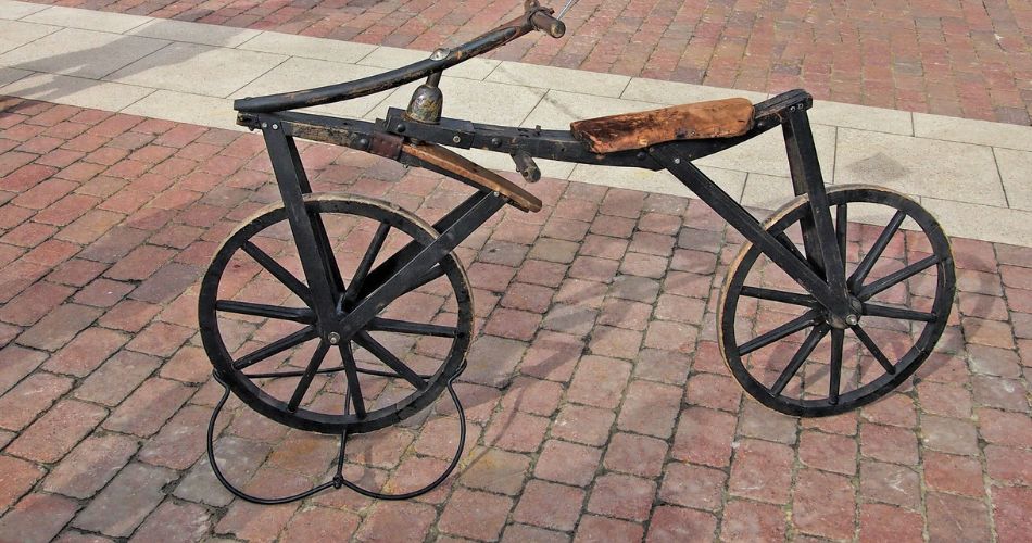 Historic wooden bicycle