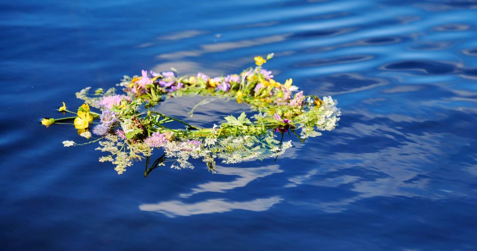 Flower Wreath on Water River
