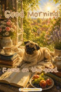 Good Morning Greeting Card pug
