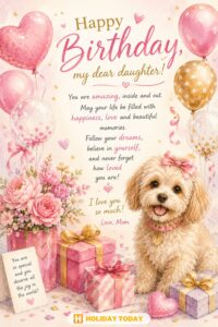 Happy birthday card for dear daughter